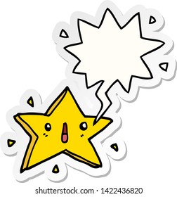 cute cartoon star with speech bubble sticker