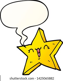 cute cartoon star with speech bubble in smooth gradient style