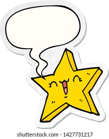 cute cartoon star with speech bubble sticker