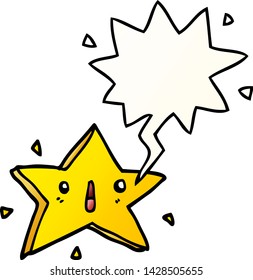 cute cartoon star with speech bubble in smooth gradient style