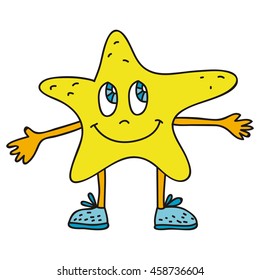 Cute cartoon star. Vector illustration.