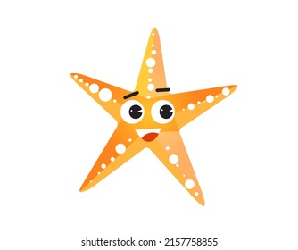 Cute cartoon Starfish. Flat vector illustration, Sea animal isolated on white background