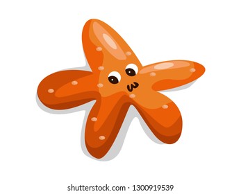 cute cartoon starfish isolated on a white background