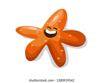 cute cartoon starfish isolated on a white background