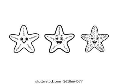 Ilustração de vetor linear de Starfish de desenhos animados bonito.