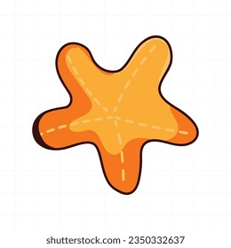 Cute with cartoon starfish on white background