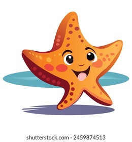 Cute cartoon starfish on a white background. Vector illustration.