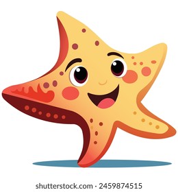 Cute cartoon starfish on a white background. Vector illustration.