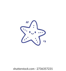 A cute cartoon starfish with a smiling face and dots on its body.