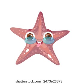 Cute cartoon starfish in sun glasses. Funny character of ocean creatures.