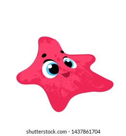 Cute cartoon starfish. Vector illustration in children's style, for children's books, posters, stickers or room decor