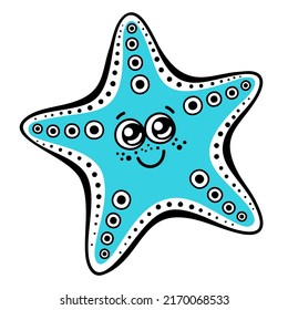 Cute cartoon starfish. Vector illustration isolated on white background.