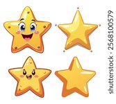 Cute cartoon stars with happy faces, adorable celestial illustration, perfect for children�s books, night sky designs, or educational projects