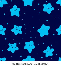 cute cartoon stars seamless pattern black