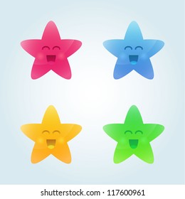 Cute cartoon stars set. Vector design elements.