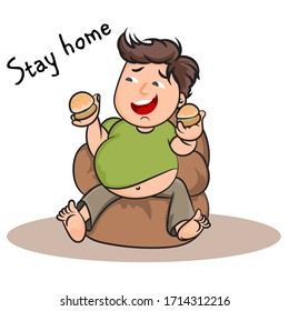 Cute cartoon stay home vector modern on a white backgrounds