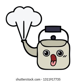 cute cartoon of a steaming kettle