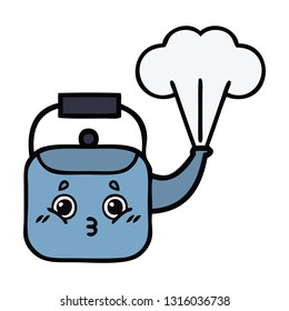 cute cartoon of a steaming kettle