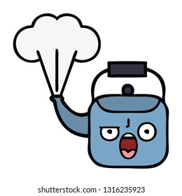 cute cartoon of a steaming kettle