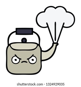 cute cartoon of a steaming kettle