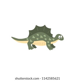 Cute cartoon stegosaurus dinosaur, prehistoric dino character vector Illustration on a white background