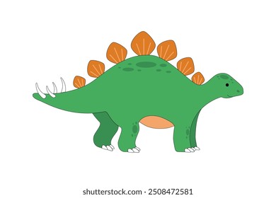 Cute cartoon stegosaurus. Prehistoric animal. Dinosaur children's Illustration on white background