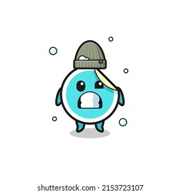 cute cartoon sticker with shivering expression , cute design