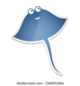 Cute cartoon stingray Isolated on white background