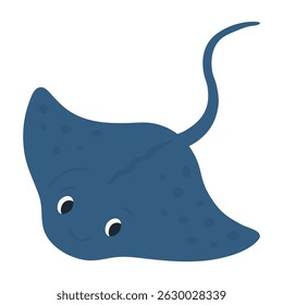 Cute cartoon stingray smiling character