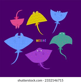 Cute caricatura de piedra - ilustración vectorial. Asombroso carácter, de estilo plano, conjunto de vida submarina