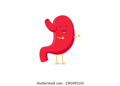 Cute cartoon stomach character laugh emoji emotion. Vector smile organ digestive system healthy and happy. Funny illustration EPS10