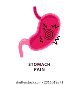 cute cartoon stomach cramp pain ache sickness healthcare medical illness diagnose illustration