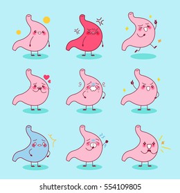 cute cartoon stomach express all kinds of emotions