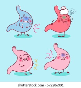 cute cartoon stomach feel uncomfortable and upset