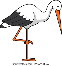Cute cartoon stork vector illustration