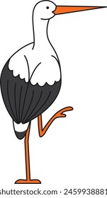 Cute cartoon stork vector illustration