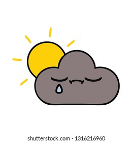 süßer Cartoon einer Sturmwolke und Sonne