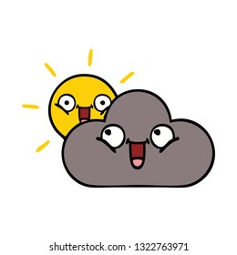 cute cartoon of a storm cloud and sun