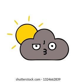 süßer Cartoon einer Sturmwolke und Sonne