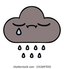 cute cartoon of a storm rain cloud