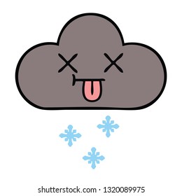 cute cartoon of a storm snow  cloud