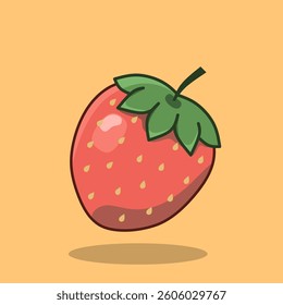 Cute Cartoon Strawberry Fruit Illustration