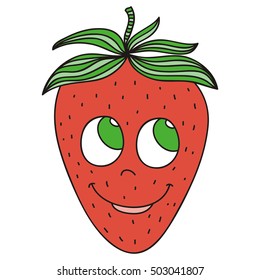 Cute cartoon strawberry. Vector illustration.