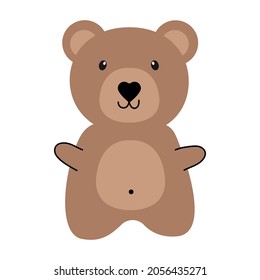 Cute cartoon striped bear. Printing for children's T-shirts, greeting cards, posters. Hand-drawn vector stock illustration.