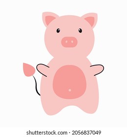 Cute cartoon striped pig. Printing for children's T-shirts, greeting cards, posters. Hand-drawn vector stock illustration.