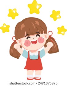 Cute cartoon student cheerful back to school character.