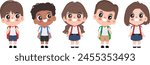 Cute cartoon student in uniform back to school character.