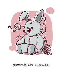 cute cartoon stuffed bunny, suitable for stickers and t-shirts