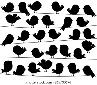 Cute Cartoon Style Bird Silhouettes in Vector Format