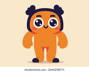 Cute cartoon style character set Mascot bear and cute creatures in  orange